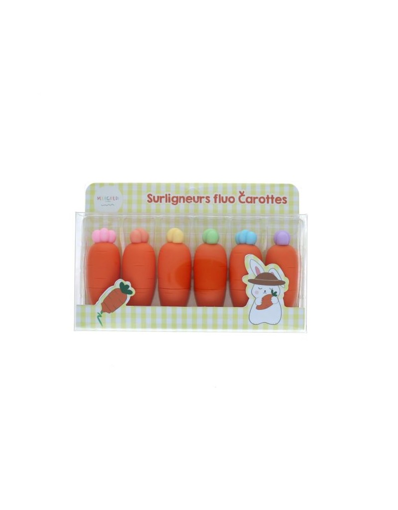 Lot de 6 surligneurs carottes