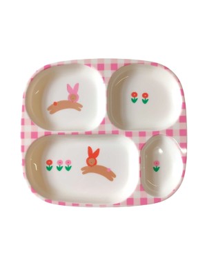 Assiette à compartiments lapin rose