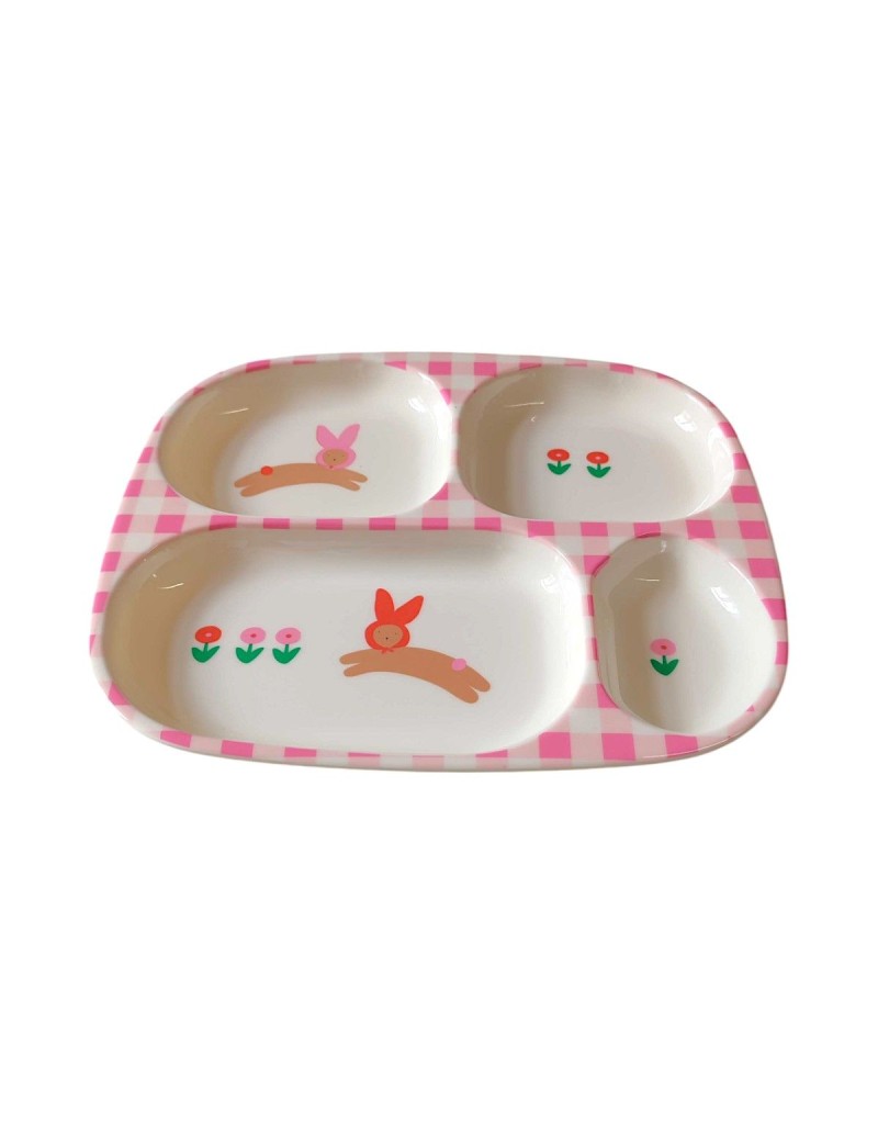 Assiette à compartiments lapin rose