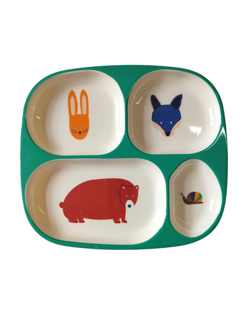 Assiette à compartiments animaux