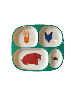 Assiette à compartiments animaux