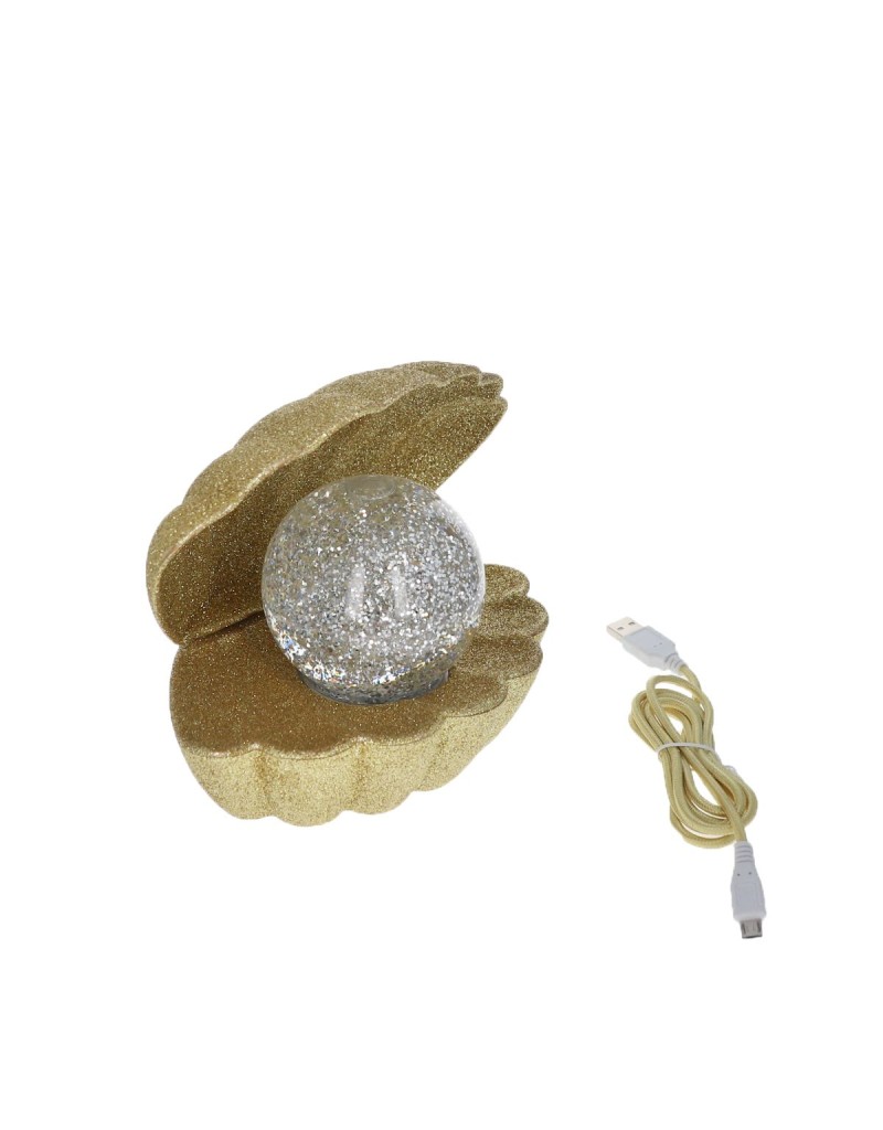 Lampe coquillage glitter doré
