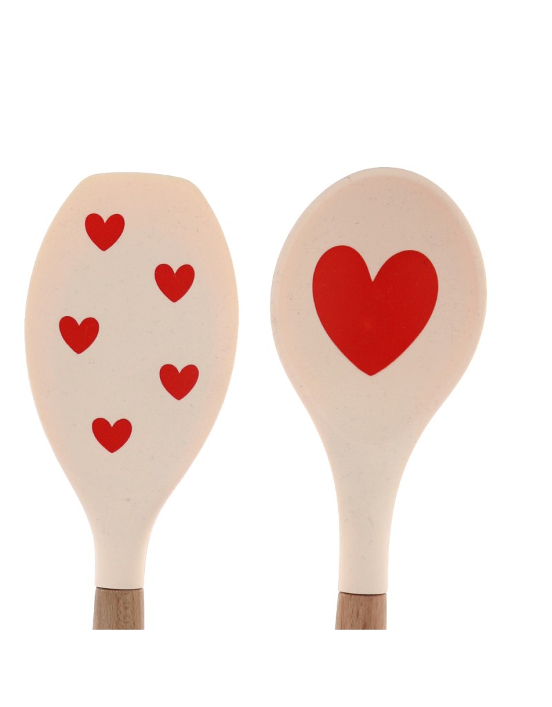 Lot de 2 ustensiles cœur rouge