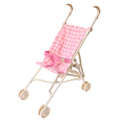 Poussette poupée vichy rose