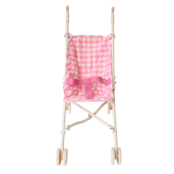 Poussette poupée vichy rose
