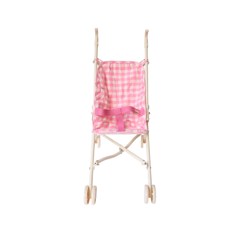 Poussette poupée vichy rose