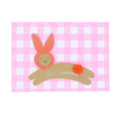 Carte naissance lapin rose