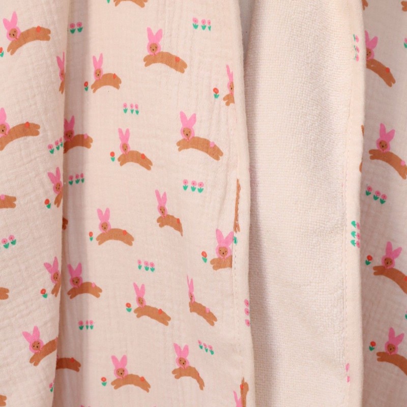 Cape de bain lapin rose