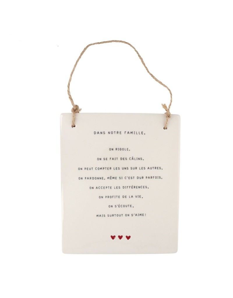 Plaque dans notre famille