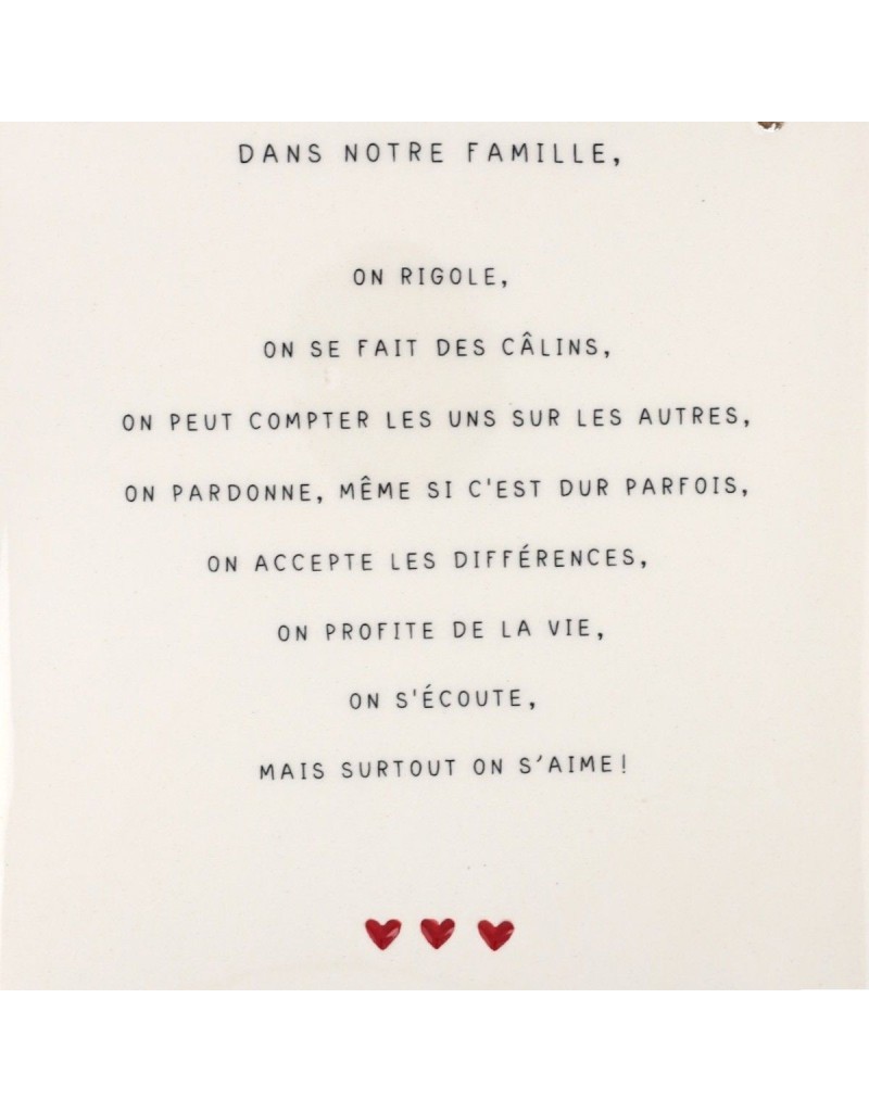 Plaque dans notre famille