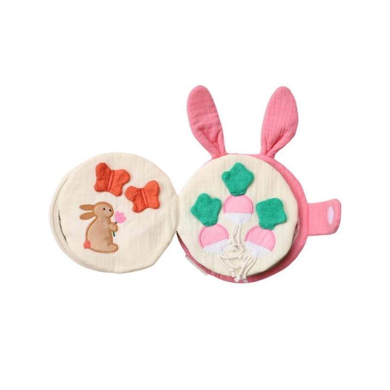 Livre d'éveil lapin rose