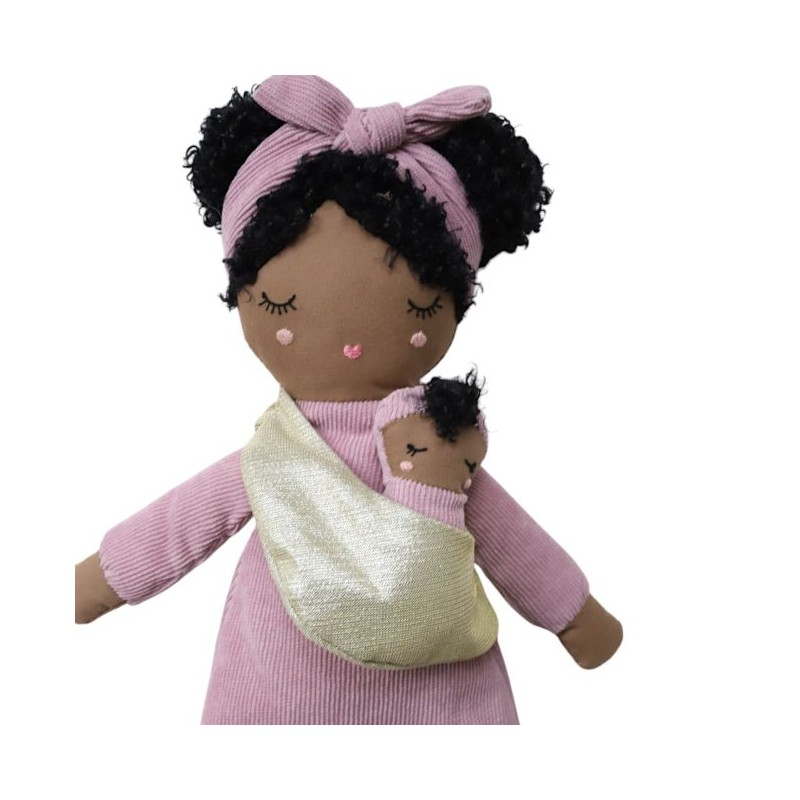 Poupée en tissu Maman Nicole et son bébé