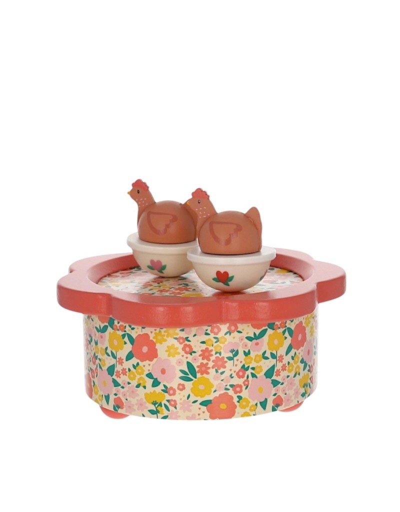 Boîte à musique fleurie - La petite poule rousse