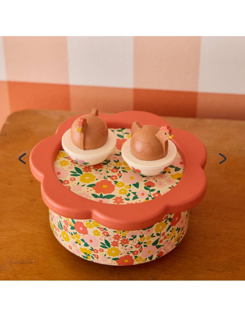 Boîte à musique fleurie - La petite poule rousse