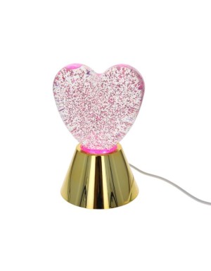 Lampe cœur rose à paillettes