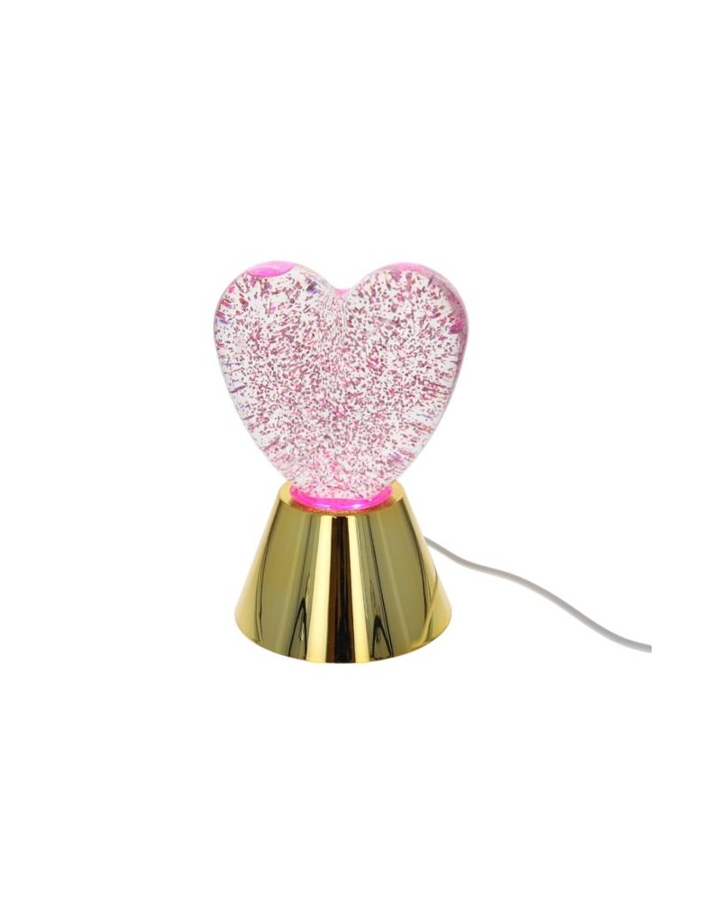 Lampe cœur rose à paillettes