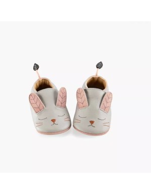 Chaussons cuir lapin gris 0/6 m