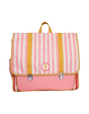 Cartable école rayé rose