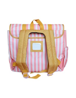 Cartable école rayé rose