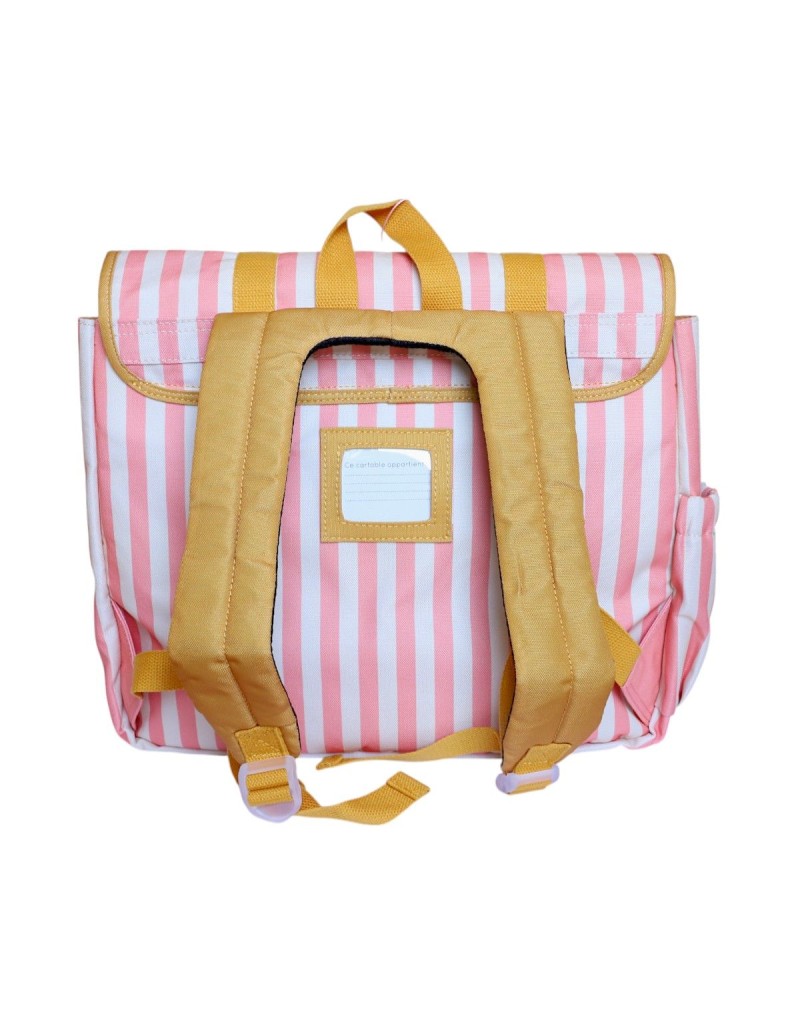 Cartable école rayé rose