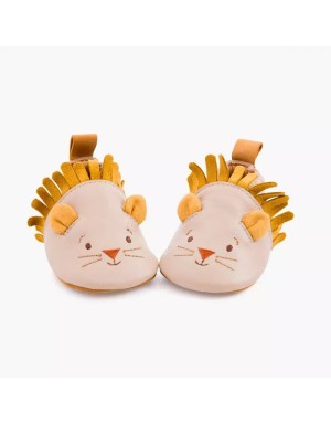 Chaussons cuir lion beige 18/24m